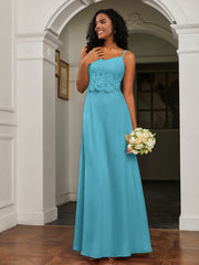 Sweetheart Spaghetti Straps Chiffon A-Line Dress Pool Plus Size