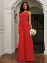 Sweetheart Spaghetti Straps Chiffon A-Line Dress Red