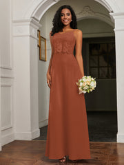 Sweetheart Spaghetti Straps Chiffon A-Line Dress Rust Plus Size