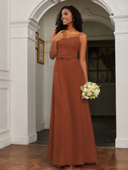 Sweetheart Spaghetti Straps Chiffon A-Line Dress Rust Plus Size