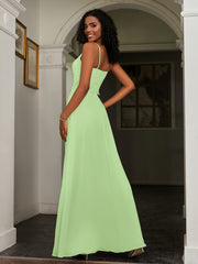 Sweetheart Spaghetti Straps Chiffon A-Line Dress Sage Plus Size