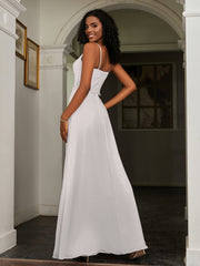 Sweetheart Spaghetti Straps Chiffon A-Line Dress Silver