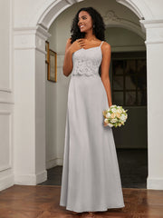 Sweetheart Spaghetti Straps Chiffon A-Line Dress Silver Plus Size