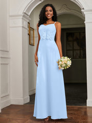 Sweetheart Spaghetti Straps Chiffon A-Line Dress Sky Blue