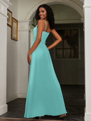 Sweetheart Spaghetti Straps Chiffon A-Line Dress Spa