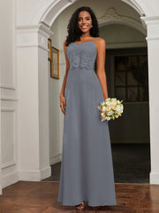 Sweetheart Spaghetti Straps Chiffon A-Line Dress Steel Grey