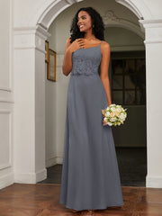 Sweetheart Spaghetti Straps Chiffon A-Line Dress Steel Grey