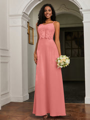 Sweetheart Spaghetti Straps Chiffon A-Line Dress Sunset