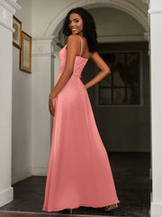 Sweetheart Spaghetti Straps Chiffon A-Line Dress Sunset