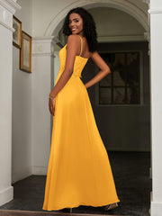 Sweetheart Spaghetti Straps Chiffon A-Line Dress Tangerine Plus Size