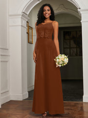 Sweetheart Spaghetti Straps Chiffon A-Line Dress Terracotta Plus Size