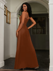Sweetheart Spaghetti Straps Chiffon A-Line Dress Terracotta Plus Size
