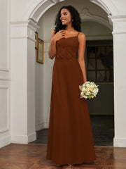 Sweetheart Spaghetti Straps Chiffon A-Line Dress Terracotta Plus Size