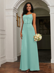 Sweetheart Spaghetti Straps Chiffon A-Line Dress Turquoise