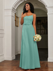 Sweetheart Spaghetti Straps Chiffon A-Line Dress Turquoise
