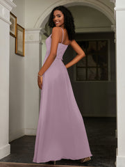 Sweetheart Spaghetti Straps Chiffon A-Line Dress Vintage Mauve