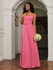 Sweetheart Spaghetti Straps Chiffon A-Line Dress Watermelon Plus Size