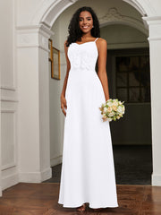 Sweetheart Spaghetti Straps Chiffon A-Line Dress White