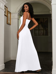 Sweetheart Spaghetti Straps Chiffon A-Line Dress White