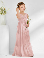Sleeveless Ruched Junior Bridesmaid Dresses with Bow Dusty Rose