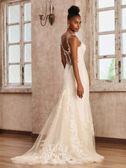 Sweetheart Spaghetti Straps Tulle Mermaid Wedding Dress As Picture