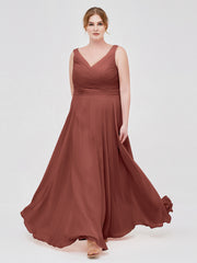 Full Length Chiffon Dresses with Bow Terracotta