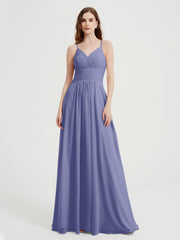 Spaghetti Strap Bridesmaid Dress with Pockets Periwinkle Plus Size