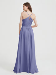 Spaghetti Strap Bridesmaid Dress with Pockets Periwinkle