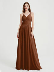 Spaghetti Strap Bridesmaid Dress with Pockets Terracotta