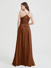 Spaghetti Strap Bridesmaid Dress with Pockets Terracotta