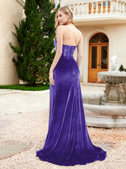 Strapless Mermaid Velvet Dress with Sweep Train Regency Plus Size