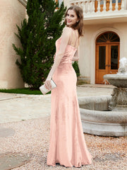 One Shoulder Spaghetti Straps Sheath Velvet Dress Pearl Pink