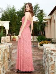Square Neckline Long Lace Dress With Slit Flamingo Plus Size