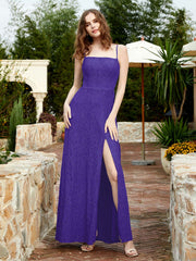 Square Neckline Long Lace Dress With Slit Regency Plus Size
