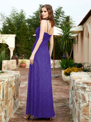 Square Neckline Long Lace Dress With Slit Regency Plus Size