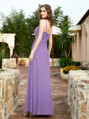 Square Neckline Long Lace Dress With Slit Tahiti Plus Size