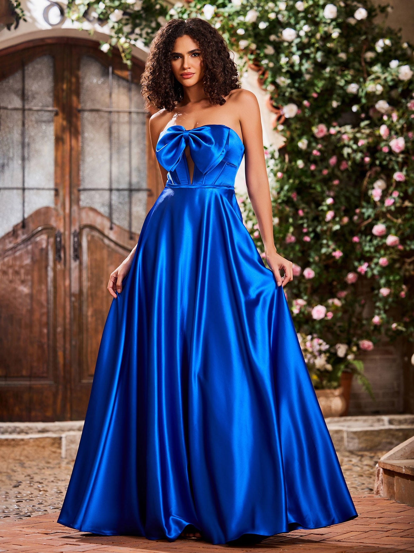 strapless open back dress Gorgeous Sage Green Off-the-Shoulder Prom Dress Mermaid Slit – Ballbella main image 0
