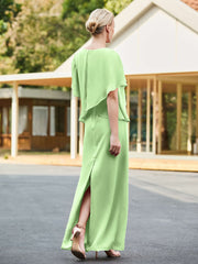 V-neck Chiffon Dress with Back Hem Slit Sage