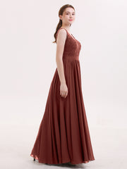 Low Back Sexy Long Dresses with Slit Terracotta