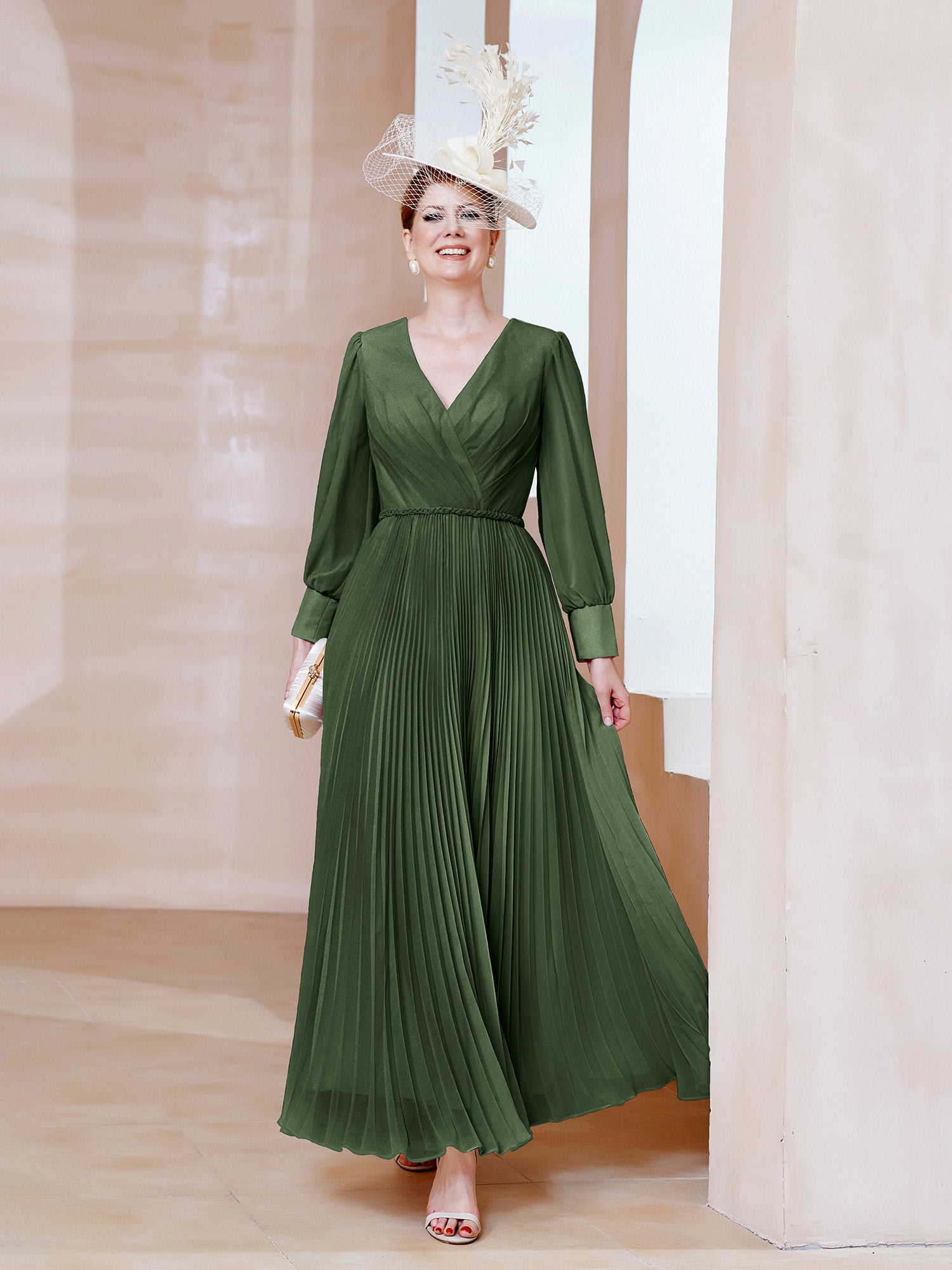 Olive green a line on sale dress