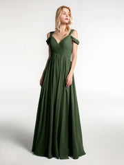 Cold-Shoulder Empire Max Dress with Slit Olive Green