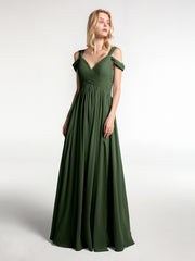 Cold-Shoulder Empire Max Dress with Slit Olive Green
