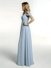 Cold-Shoulder Empire Max Dress with Slit Sky Blue