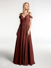 Cold-Shoulder Empire Max Dress with Slit Terracotta