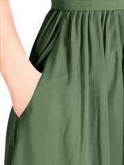 Lace Top Chiffon Skirt Dresses with Slit Olive Green