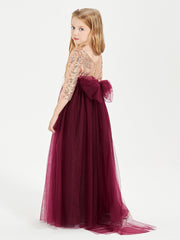 Sparkling Sequined Junior Bridesmaids Gown Burgundy