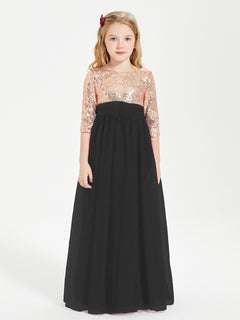 Sparkling Sequined Junior Bridesmaids Gown Black