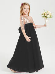 Sparkling Sequined Junior Bridesmaids Gown Black
