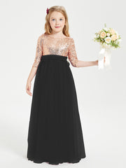 Sparkling Sequined Junior Bridesmaids Gown Black