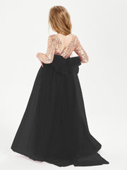 Sparkling Sequined Junior Bridesmaids Gown Black